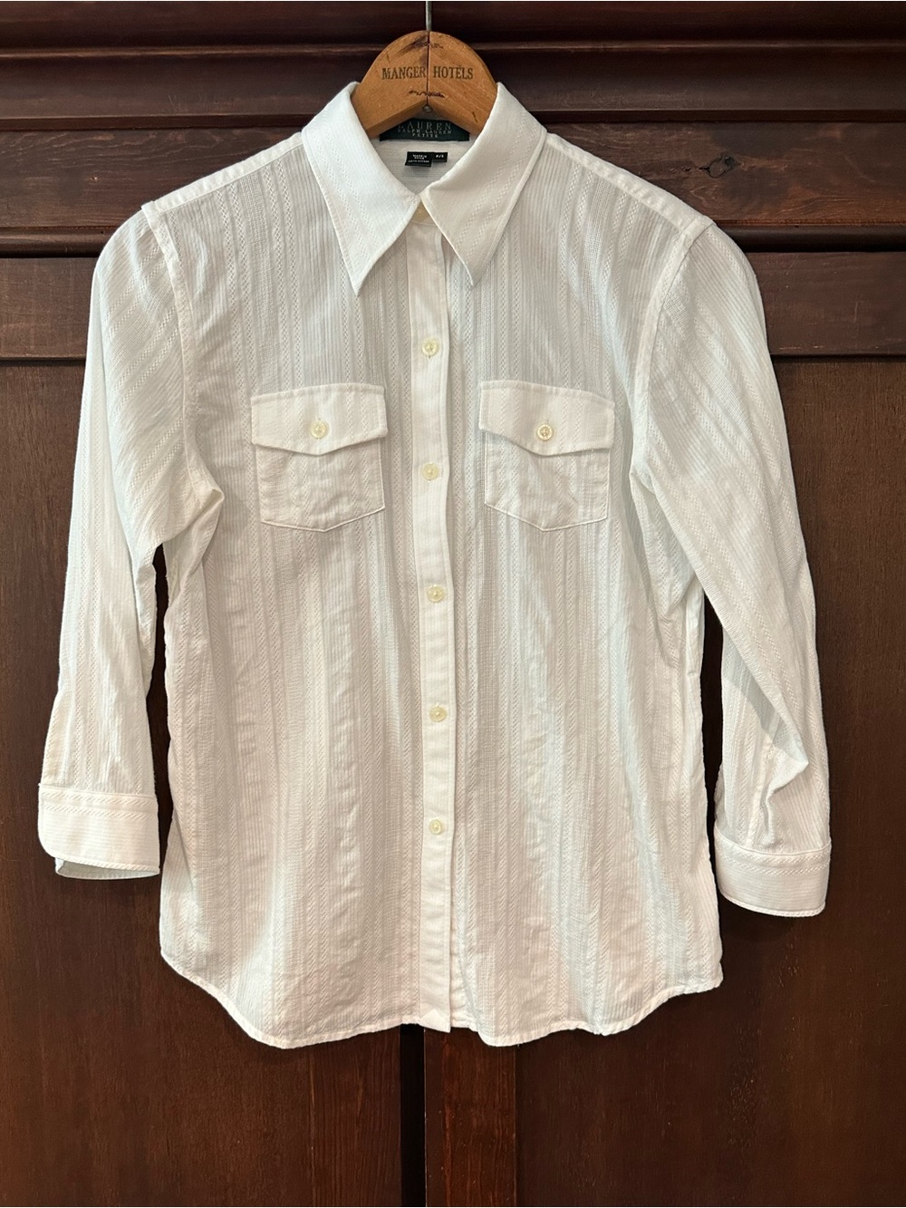 Lauren Ralph Lauren • women’s slightly sheer button down shirt • top • blouse
